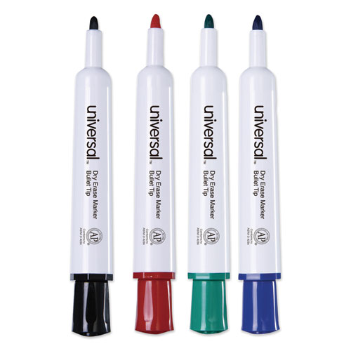 Dry Erase Marker, Medium Bullet Tip, Assorted Colors, 4/Set