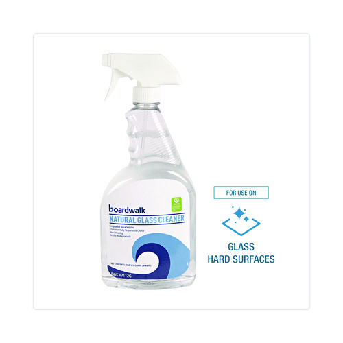 Natural Glass Cleaner, Unscented, 32 oz Trigger Spray Bottle, 12/Carton