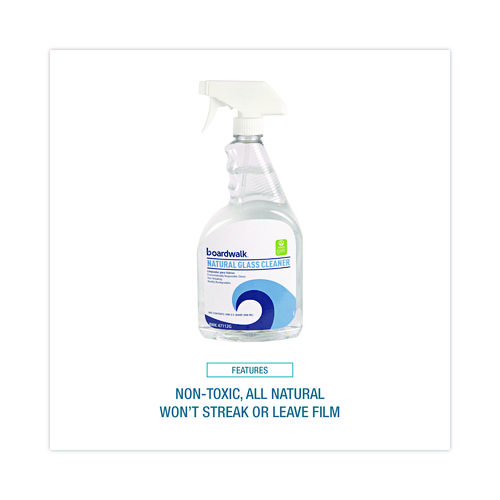 Natural Glass Cleaner, Unscented, 32 oz Trigger Spray Bottle, 12/Carton