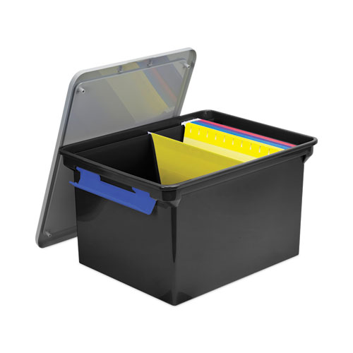 Portable File Tote with Locking Handles, Letter/Legal Files, 18.5" x 14.25" x 10.88", Black/Silver