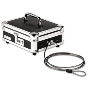 Locking Cast Box with Tumbler Lock, 10 x 8.75 x 5, Plastic; Steel, Black and Chrome