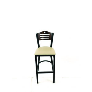 Eagle Series Barstool, Supports Up to 300 lb, 28.5" Seat Height, Taupe Seat, Dark Walnut Back, Black Base