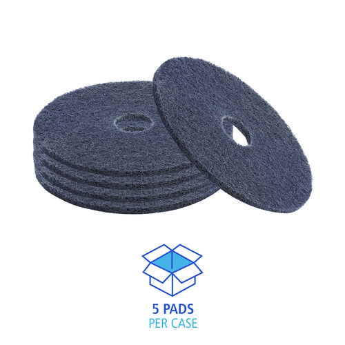 High Performance Stripping Floor Pads, 19" Diameter, Black, 5/Carton - Image 4