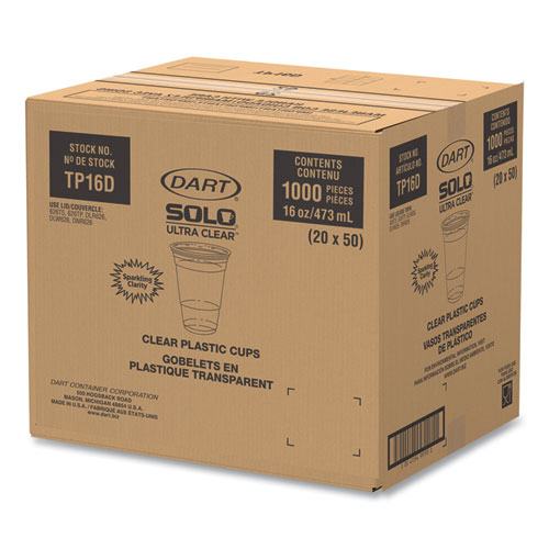 Ultra Clear PET Cups, Squat, 16 oz, Plastic, 50/Bag, 20 Bags/Carton