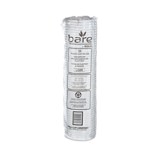 Bare Eco-Forward RPET Deli Container Lids, Recessed Lid, Fits 8 oz Containers, Clear, Plastic, 50/Pack, 10 Packs/Carton