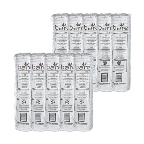 Bare Eco-Forward RPET Deli Container Lids, Recessed Lid, Fits 8 oz Containers, Clear, Plastic, 50/Pack, 10 Packs/Carton
