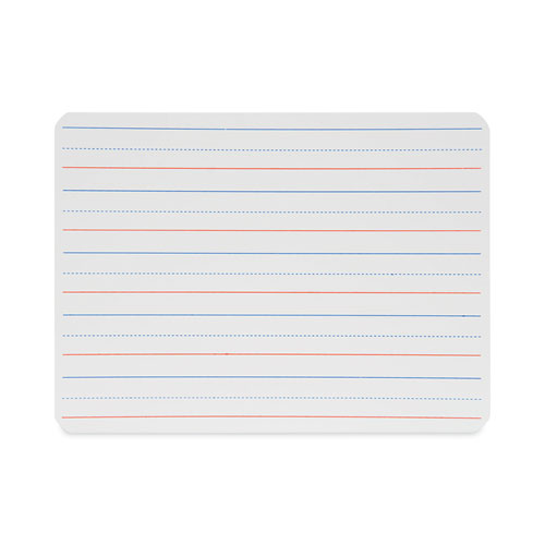 Magnetic Two-Sided Red/Blue Ruled Dry Erase Board, 12" x 9", White Surface, 12/Pack