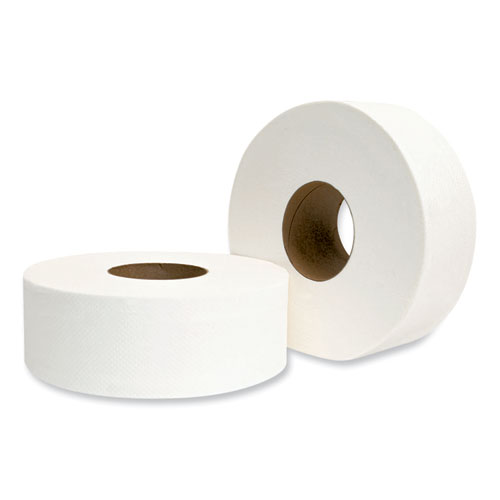 Jumbo JRT Bath Tissue, Septic Safe, 2-Ply, White, 3.25" x 720 ft, 12 Rolls/Carton
