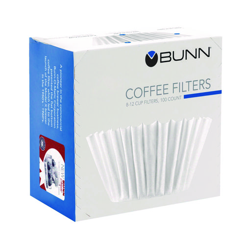 Coffee Filters, 8 to 12 Cup Size, Flat Bottom, 100/Pack