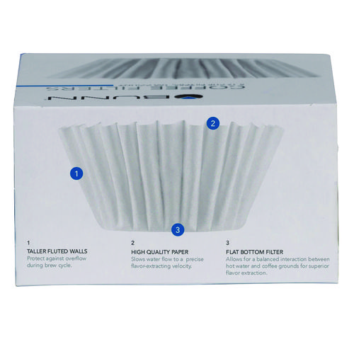 Coffee Filters, 8 to 12 Cup Size, Flat Bottom, 100/Pack