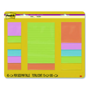 Super Sticky Pads in Energy Boost Colors, (11) Unruled, (2) Ruled, Assorted Sizes/Colors, 45 Sheets/Pad, 13 Pads/Pack