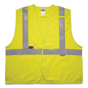 GloWear 8261FRHL Class 2 Dual Compliant FR Hook and Loop Safety Vest, Small/Medium, Lime