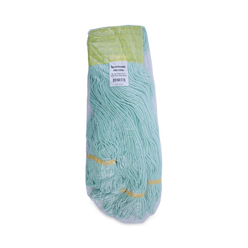 EcoMop Looped-End Mop Head, Recycled Fibers, Extra Large Size, Green, 12/CT