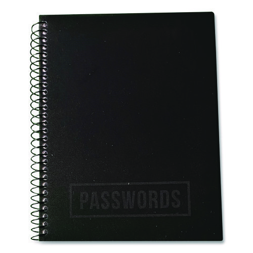 Small/Mini Password Log Book, 480 Total Entries, 4 Entries/Page, Black Plastic Cover, (60) 7 x 5.5 Sheets