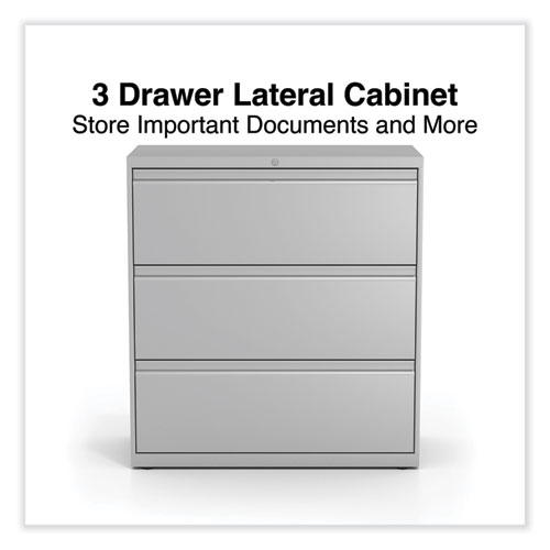 Lateral File, 3 Legal/Letter/A4/A5-Size File Drawers, Light Gray, 36" x 18.63" x 40.25"