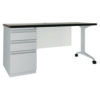 Modern Teacher Series Pedestal Desk, 60" x 24" x 28.5", Artic Silver/Weathered Charcoal