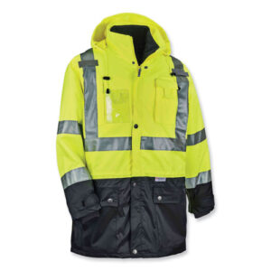 GloWear 8388 Class 3/2 Hi-Vis Thermal Jacket Kit, Small, Lime