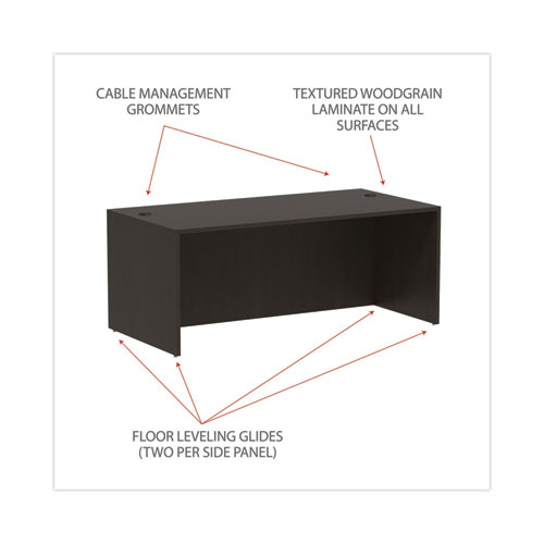 Alera Valencia Series Straight Front Desk Shell, 71" x 35.5" x 29.63", Espresso