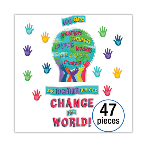 Motivational Bulletin Board Sets, 47-Piece Set, One World, 24.7" x 20", Multicolor - Image 2