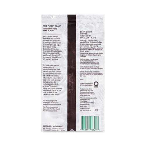 Coffee, Pike Place, 2.7 oz Packet, 72/Carton