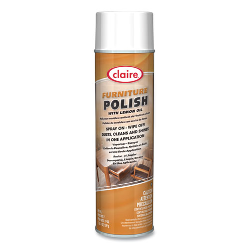 Furniture Polish with Lemon Oil, Lemon Scent; 19 oz Aerosol Spray, Dozen