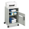 Steel Machine Stand with Open Storage Compartment, Wood, 4 Shelves, 1 Bin, 15.25 x 17.25 x 27.25, Gray
