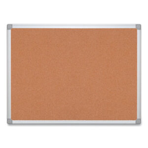 Earth Cork Board, 36" x 24", Tan Surface, Satin Aluminum Frame