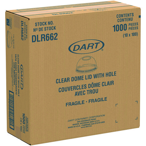 Dome-Top Cold Cup Lids, Fits 16 oz Cold Cups, Plastic, Clear, 1,000/Carton