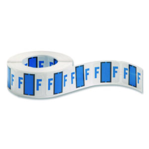 A-Z Color-Coded End Tab Filing Labels, F, 1 x 1.25, White, 500/Roll