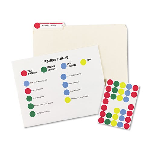 Printable Self-Adhesive Removable Color-Coding Labels, 0.75" dia, Assorted Colors, 24/Sheet, 42 Sheets/Pack, (5472)
