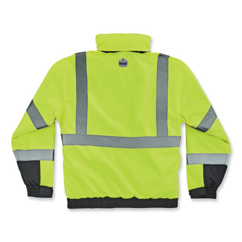 GloWear 8381 Class 3 Hi-Vis 4-in-1 Quilted Bomber Jacket, Lime, 3X-Large