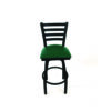 Boggs Series Barstool, Supports Up to 300 lb, 30.5" Seat Height, Green Seat, Black Back, Black Base
