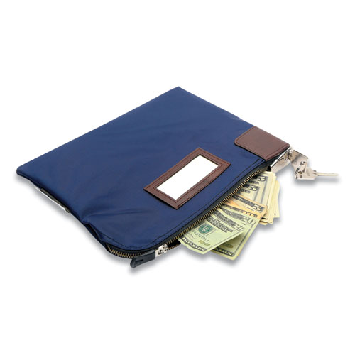 Key Lock Deposit Bag with 2 Keys, Vinyl, 1.2 x 11.2 x 8.7, Navy Blue