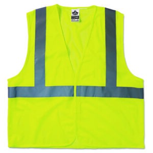 GloWear 8210HL Class 2 Economy Vest, Polyester Mesh, Hook Closure, Large to X-Large, Lime