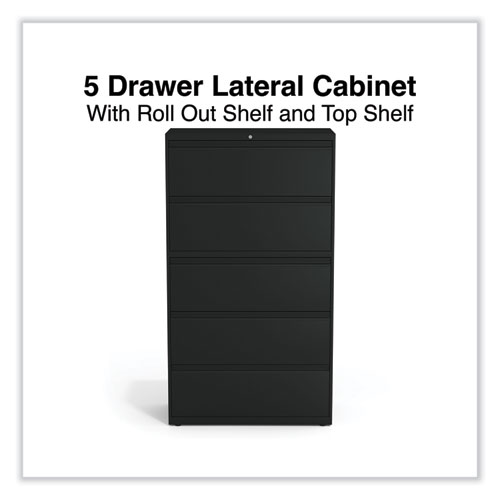 Lateral File, 5 Legal/Letter/A4/A5-Size File Drawers, Black, 36" x 18.63" x 67.63"