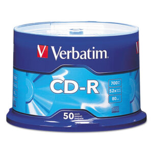 CD-R Recordable Disc, 700 MB/80min, 52x, Spindle, Silver, 50/Pack