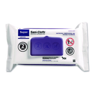 Super Sani-Cloth Germicidal Disposable Wipes, Large, 1-Ply, 8.2 x 9.8, Unscented, White, 80/Pack