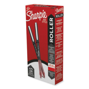 Professional Design Rollerball Pen, Stick, Fine 0.5 mm, Red Ink, Black/Red Barrel, Dozen