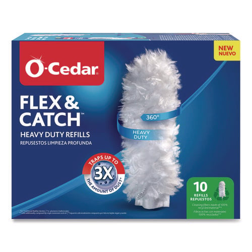 Flex and Catch Duster Heavy-Duty Refills, Polyester, White, 10/Pack, 4 Packs/Carton
