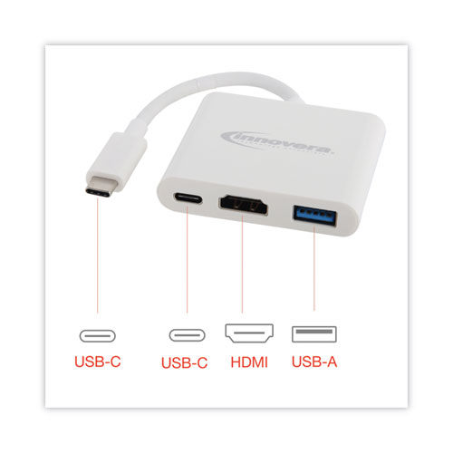 USB Type-C HDMI Multiport Adapter, HDMI/USB-C/USB 3.0, 0.65 ft, White