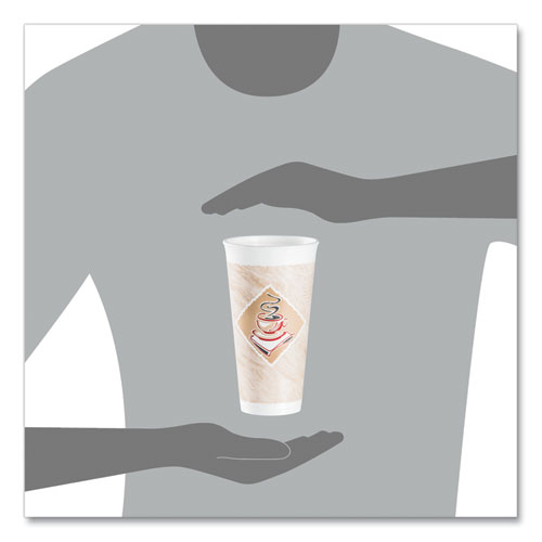 Cafe G Foam Hot/Cold Cups, 20 oz, Brown/Red/White, 20/Pack