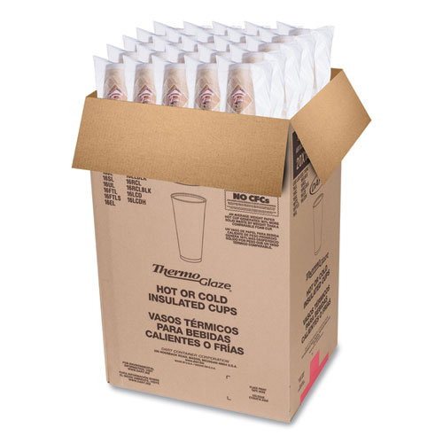 Cafe G Foam Hot/Cold Cups, 20 oz, Brown/Red/White, 20/Pack