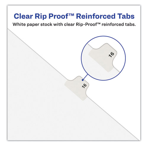 Preprinted Legal Exhibit Side Tab Index Dividers, Avery Style, 10-Tab, 21, 11 x 8.5, White, 25/Pack, (1021)