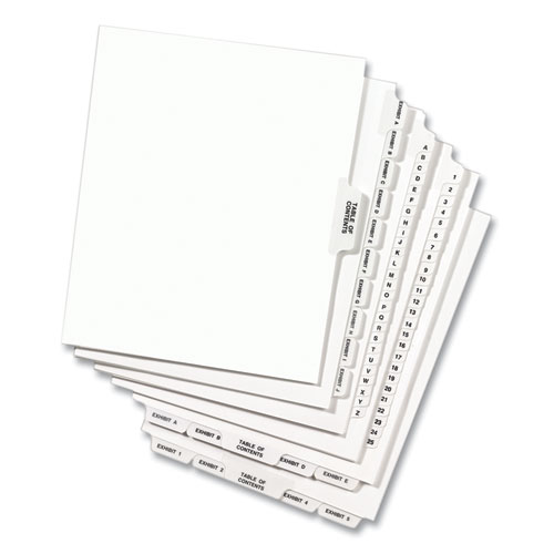 Preprinted Legal Exhibit Side Tab Index Dividers, Avery Style, 10-Tab, 21, 11 x 8.5, White, 25/Pack, (1021)