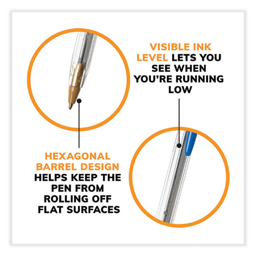 Cristal Xtra Smooth Ballpoint Pen, Stick, Medium 1 mm, Blue Ink, Clear Barrel, 500/Pack