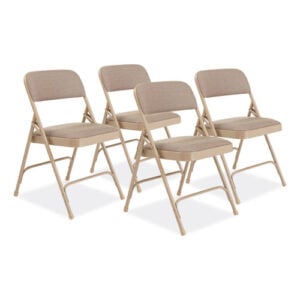 2200 Series Deluxe Fabric Upholstered Dual-Hinge Premium Folding Chair, Supports Up to 500 lb, Cafe Beige, 4/Carton