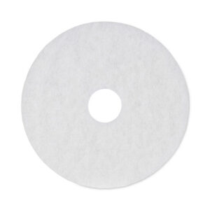 Polishing Floor Pads, 16" Diameter, White, 5/Carton