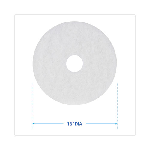 Polishing Floor Pads, 16" Diameter, White, 5/Carton - Image 2