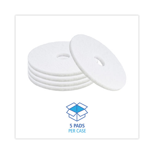 Polishing Floor Pads, 16" Diameter, White, 5/Carton - Image 3