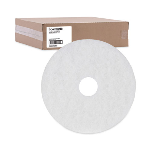 Polishing Floor Pads, 16" Diameter, White, 5/Carton - Image 5